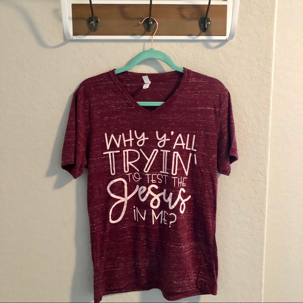 👚 Test The Jesus Tee Marble Burgundy Medium